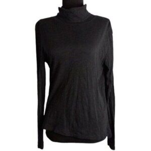 Madewell Size S Tee Shirt Black Cotton Turtleneck Long Sleeve Top Paper Layering